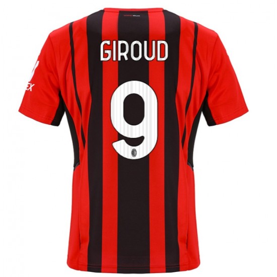 Camisola AC Milan Olivier Giroud 9 Equipamento Primeiro 2021-2022 Manga Curta